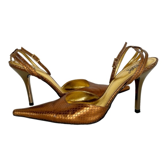Carlos by Carlos Santana Drama Metallic Snakeskin Print Leather Heel 🎉 HOSTPICK - Picture 1 of 12